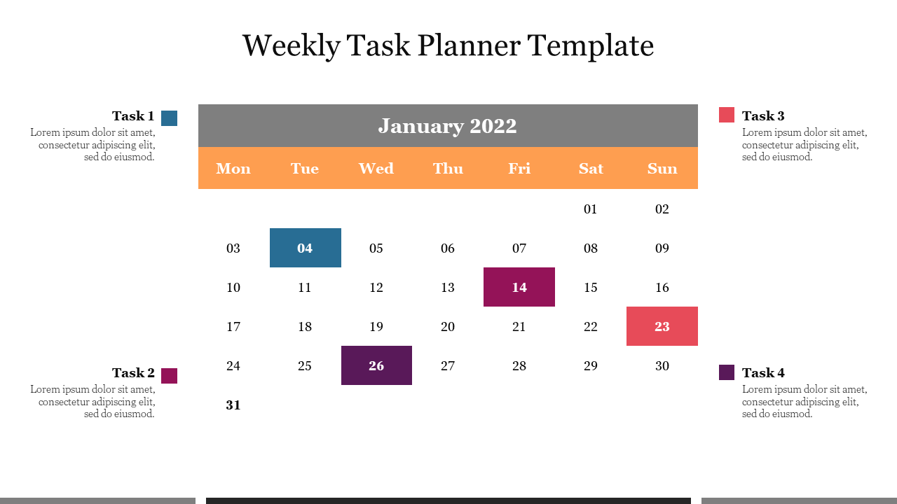 Best Weekly Task Planner Template Presentation 